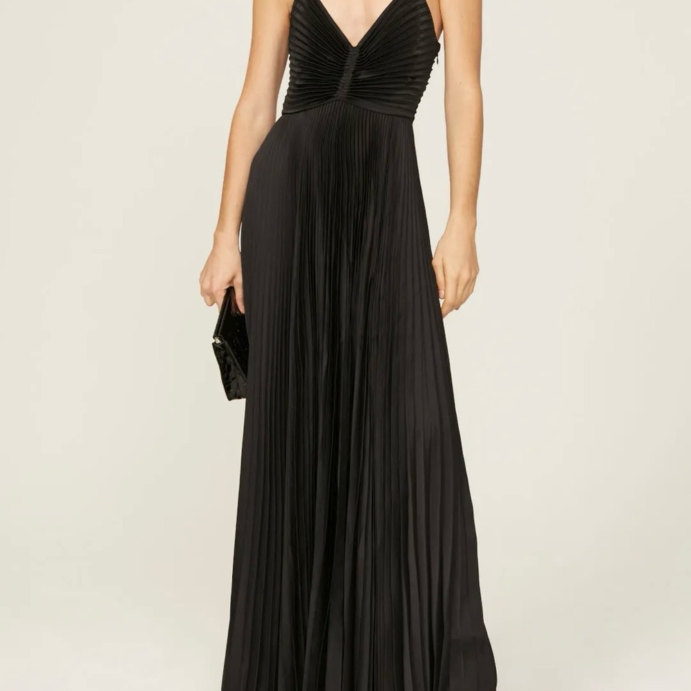 A.L.C. Black Pleated Maxi Dress